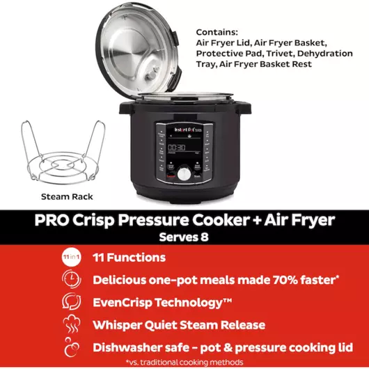 Multicuiseur Instant Pot Pro Crisp de 7,6 litres avec friteuse à air