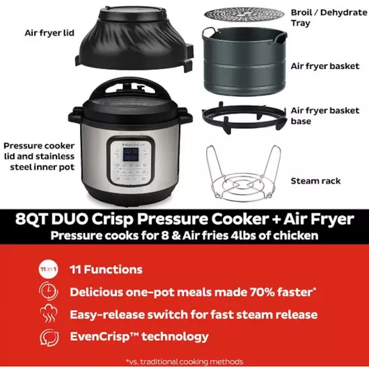 Multicuiseur Instant Pot Duo Crisp 7,6 L avec Airfryer