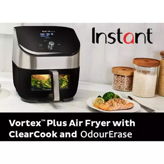 Friteuse à air Instant Vortex Plus ClearCook OdorErase en acier inoxydable de 5,7 litres (6 pintes)