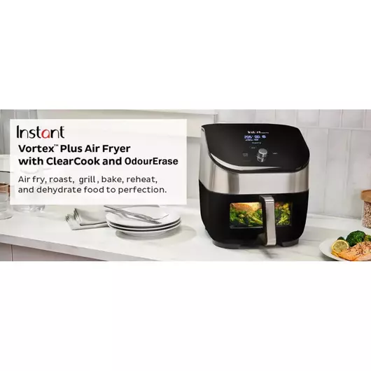 Friteuse à air Instant Vortex Plus ClearCook OdorErase en acier inoxydable de 5,7 litres (6 pintes)