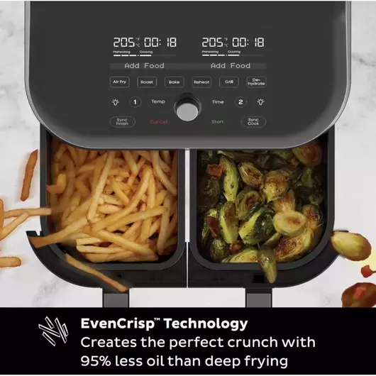 Friteuse à air Instant Vortex Plus Dual ClearCook 7,6 L (acier inoxydable)