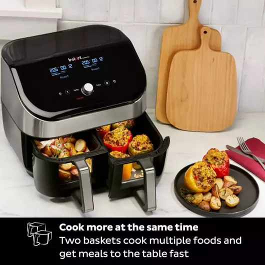 Friteuse à air Instant Vortex Plus Dual ClearCook 7,6 L (acier inoxydable)