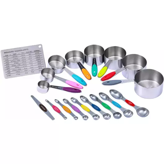 Ensemble de cuillères à mesurer de luxe en acier inoxydable Ziva (18 pièces)