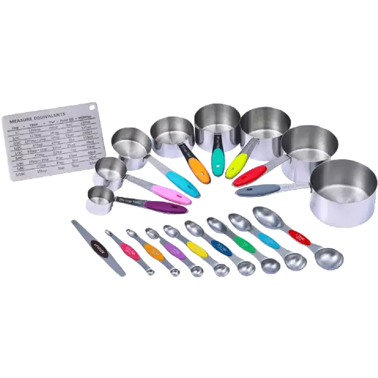 Ensemble de cuillères à mesurer de luxe en acier inoxydable Ziva (18 pièces)