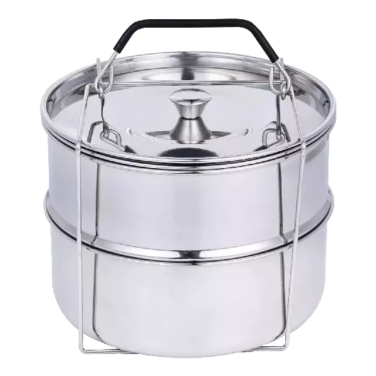 Marmite empilable en acier inoxydable Ziva dans un panier à marmite avec couvercle