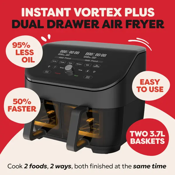 Friteuse à air Instant Vortex Plus Dual ClearCook 7,6 L (noir)