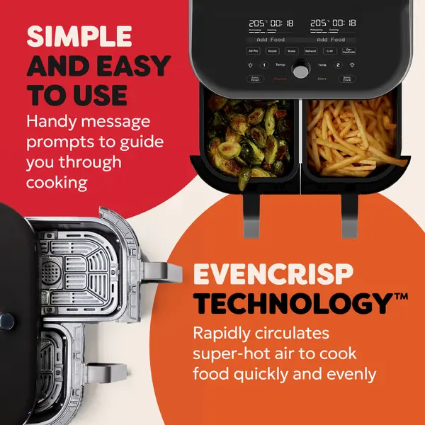 Friteuse à air Instant Vortex Plus Dual ClearCook 7,6 L (noir)
