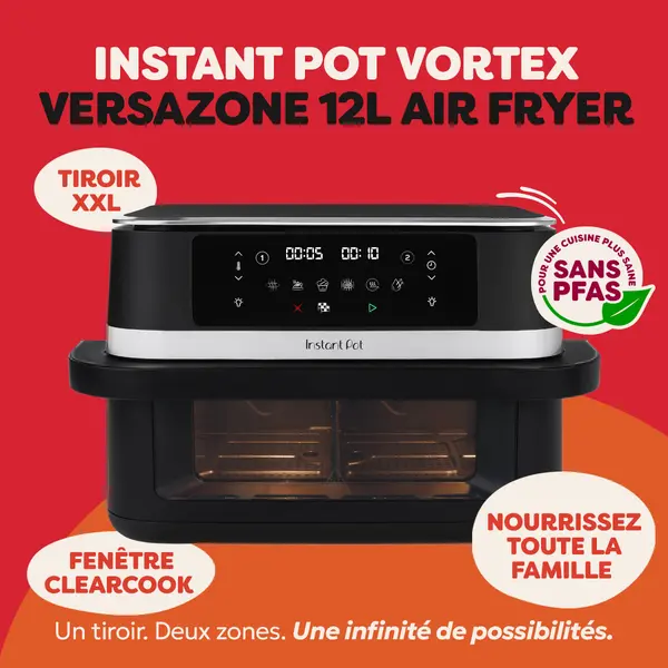 Friteuse à air chaud Instant Pot Vortex Versazone 12 L, noire
